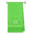 thumbnail image 1 of Embroidered Terry Cotton Bath Towel for Bath, Shower - Personalized Gift - Cover up Towel for Swimming Pool, Fitness and Beach - 35 x 65 inches - Lime Color Towel - Silver Script Initial W, 1 of 1