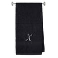 thumbnail image 1 of Embroidered Terry Cotton Bath Towel for Bath, Shower - Personalized Gift - Cover up Towel for Swimming Pool, Spa, Fitness and Bath - Black Color Towel - Silver Script Initial X, 1 of 1