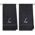 thumbnail image 1 of Embroidered Terry Cotton Bath Towel for Bath, Shower - 27 x 54 inches - 2-Pack - Charcoal Color Towel - Silver Script Initial L, 1 of 1