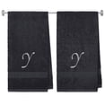 thumbnail image 1 of Embroidered Terry Cotton Bath Towel for Bath, Shower - 27 x 54 inches - 2-Pack - Charcoal Color Towel - Silver Script Initial Y, 1 of 5