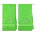 thumbnail image 1 of Embroidered Terry Cotton Bath Towel for Bath, Shower - Personalized Gift - 27 x 54 inches - 2-Pack - Lime Color Towel - Silver Script Initial A, 1 of 1