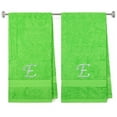 thumbnail image 1 of Embroidered Terry Cotton Bath Towel for Bath, Shower - Personalized Gift -27 x 54 inches - 2-Pack - Lime Color Towel - Silver Script Initial E, 1 of 1