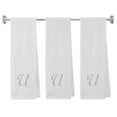 thumbnail image 1 of Embroidered Terry Cotton Fitness Towel for Men, Women, Girls, Boys - Spa Terry Cotton Gym Fitness Towel - 13 x 44 inches - 3-Pack - White Color Towel - Silver Script initial U, 1 of 5