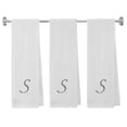 thumbnail image 1 of Embroidered Terry Cotton Fitness Towel for Men, Women, Girls, Boys - Spa Terry Cotton Gym Fitness Towel - 13 x 44 inches - 3-Pack - White Color Towel - Silver Script initial S, 1 of 5