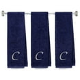 thumbnail image 1 of Embroidered Terry Cotton Gym Fitness Towel for Men, Women, Girls, Boys - Terry Cotton Gym Fitness Towel - 13 x 44 inches - 3-Pack - Navy Color Towel -Silver Script initial C, 1 of 5