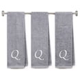 thumbnail image 1 of Embroidered Terry Cotton Gym Fitness Towel for Men, Women, Girls, Boys - Terry Cotton Gym Fitness Towel - 13 x 44 inches - 3-Pack - Silver Color Towel - White Script initial Q, 1 of 1