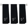 thumbnail image 1 of Embroidered Terry Cotton Gym Fitness Towel for Men, Women, Girls, Boys - Personalized Gift - Black Color Towel - Silver Script initial V, 1 of 5