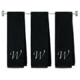 thumbnail image 1 of Embroidered Terry Cotton Gym Fitness Towel for Men, Women, Girls, Boys - Personalized Gift - Black Color Towel - Silver Script initial W, 1 of 4