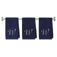 thumbnail image 1 of Embroidered Terry Cotton Hand Towel for Bathroom and Kitchen - Terry Cotton Hand Towel - 16 x 27 inches - 3-Pack - Navy Color Towel -Silver Script Initial W, 1 of 5