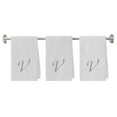 thumbnail image 1 of Embroidered Terry Cotton Hand Towel for Bathroom and Kitchen - Spa Terry Cotton Hand Towel - 16 x 27 inches - 3-Pack - White Color Towel - Silver Script Initial V, 1 of 5
