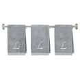 thumbnail image 1 of Embroidered Terry Cotton Hand Towel for Bathroom and Kitchen - Terry Cotton Hand Towel - 16 x 27 inches - 3-Pack - Silver Color Towel - White Script Initial L, 1 of 5