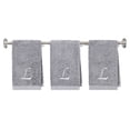 thumbnail image 1 of Embroidered Terry Cotton Hand Towel for Bathroom and Kitchen - Terry Cotton Hand Towel - 16 x 27 inches - 3-Pack - Silver Color Towel - White Script Initial L, 1 of 5