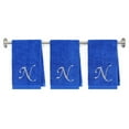 thumbnail image 1 of Embroidered Terry Cotton Hand Towel for Bathroom and Kitchen - Personalized Gift -3-Pack - Royal Blue Color Towel - Silver Script Initial N, 1 of 5