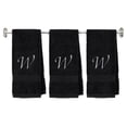 thumbnail image 1 of Embroidered Terry Cotton Hand Towel for Bathroom and Kitchen - Personalized Gift - Black Color Towel - Silver Script Initial W, 1 of 5