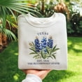 thumbnail image 1 of Embroidered Texas Bluebonnet Sweatshirt | US State Flowers Embroidery Crewneck | Texas Est 1845 Gift Shirt, 1 of 4