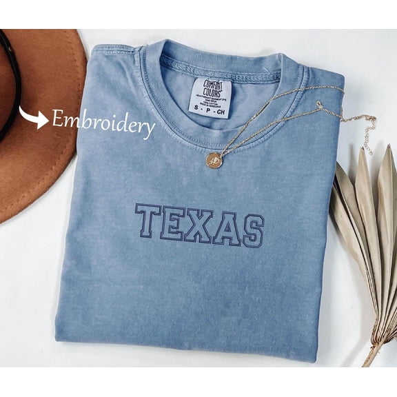 Embroidered Texas City Shirt, State Name Tee, City Name