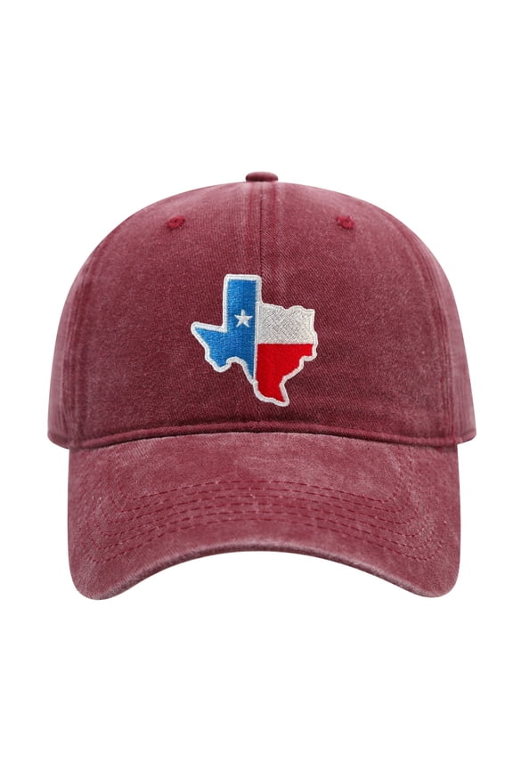 Embroidered Texas State Map Vintage Washed Baseball Dad Hat, Texas Flag Outline Graphic Adjustable Casual Cap for Adults, Texas Pride Gift for Men & Women