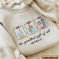thumbnail image 1 of Embroidered The Greatest Gift Sweatshirt, Christian Christmas Sweater, Nativity Scene, Religious Faith Based Shirt, Birth Of Jesus Pullover, 1 of 5