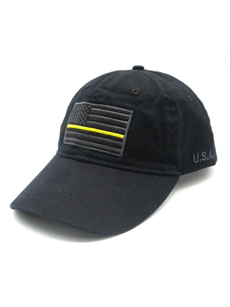 Embroidered Thin Yellow Line American Flag Baseball Cap  display picture 1