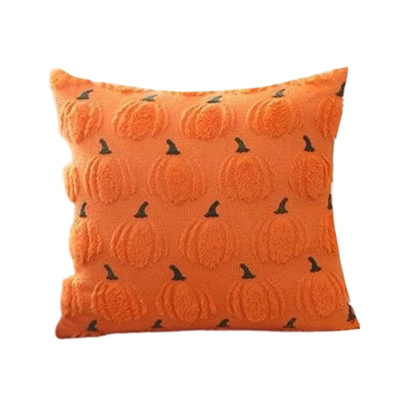 Embroidered Throw Pillow Cover 18X18 Inches Floral Printed Decorative Cushion Case for Sofa Couch Living Room Home Decor, Orange (Insert Not Included)