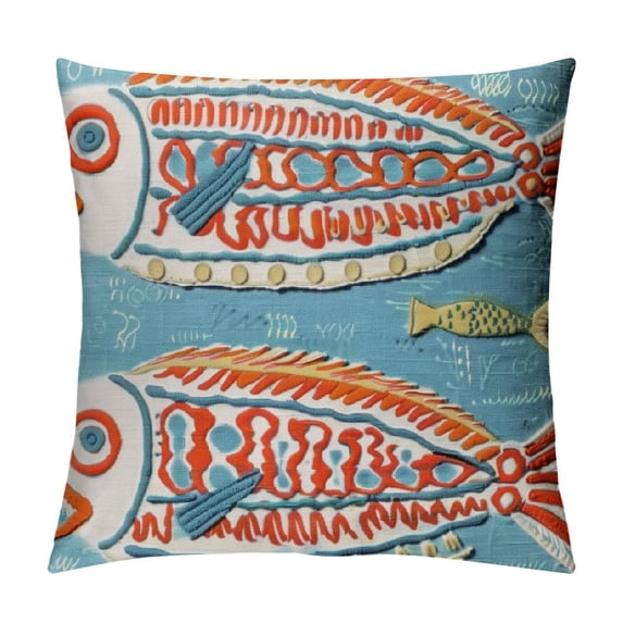 Embroidered Throw Pillow Cover Decorative Square Cushion Cases for Home Sofa Bed and Chair Inch (Red )
