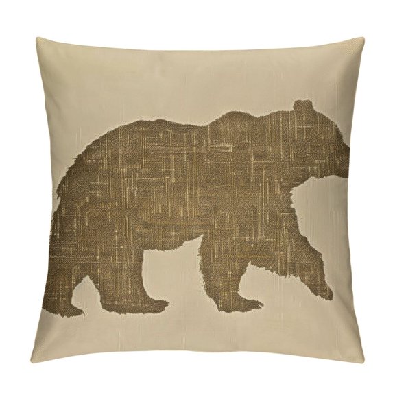 Embroidered Throw Pillow Covers Bear Pattren for Living Room Cushions Covers (Khaki) … …