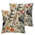 thumbnail image 1 of Embroidered Throw Pillow Covers  Vintage Birds with Orange Flowers Farmhouse Pillow Cushion Cases Decorative Pillowcases Home Decor Square Floral Pillow Case, 1 of 7