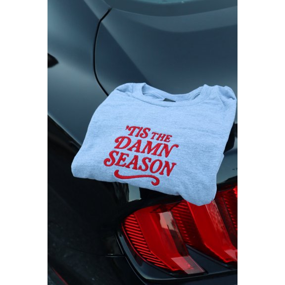Embroidered Tis The Damn Season Holidays Christmas Hoodies or Crewnecks Unisex Classic Fit  Long Sleeve Adult