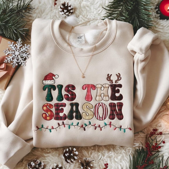 Embroidered Tis The Season Sweatshirt, Christmas Tis The Season Sweatshirt, Merry Christmas Shirt, Christmas Sweatshirt, Cute Winter Hoodie
