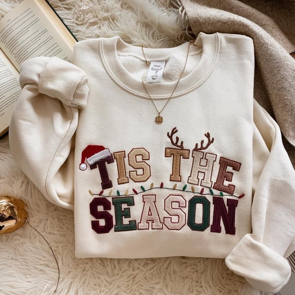 Embroidered Tis The Season Sweatshirt, Christmas Tis The Season Sweatshirt, Merry Christmas Shirt, Christmas Sweatshirt, Cute Winter Hoodie