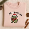 thumbnail image 1 of Embroidered Too Cold To Hop Frog Sweatshirt, Cute Christmas Toad Hoodie, Funny Winter Crewneck, Holiday Grumpy Frog Embroidered Gift for Her, 1 of 4
