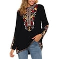 thumbnail image 1 of Embroidered Tops Long Sleeve Women's Mexican Boho Peasant Casual Loose Tunics Fall Blouse Shirts for Women, 1 of 7