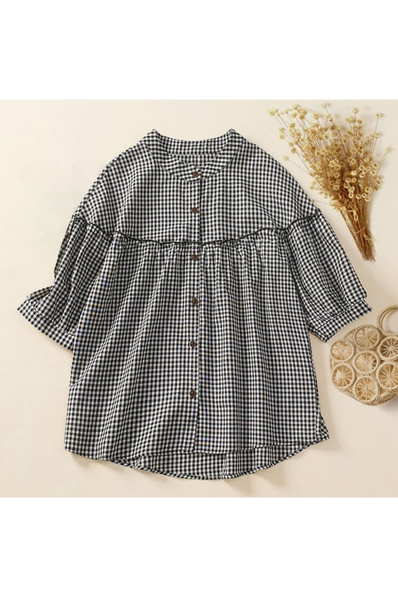 Embroidered Tops for Women Loose Tunics Top Peasant Tops 3/4 Length Sleeve Womens Tops Summer Gauze Shirts Dressy Casual Blouses Retro Embroidered 3/4 Sleeve Boho Tops Fashion Clothes XL