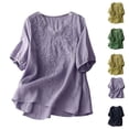 thumbnail image 1 of Embroidered Tops for Women 3/4 Sleeve Boho Cotton Linen Shirts Plus Size Peasant Gauze Blouses Casual Bohemian Shirts Yellow 2XL, 1 of 6