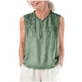 thumbnail image 1 of Embroidered Tops for Women Summer Casual Sleeveless V Neck Tank Top Lightweight Button up Loose Fit Blouse for Daily Wear, 1 of 6