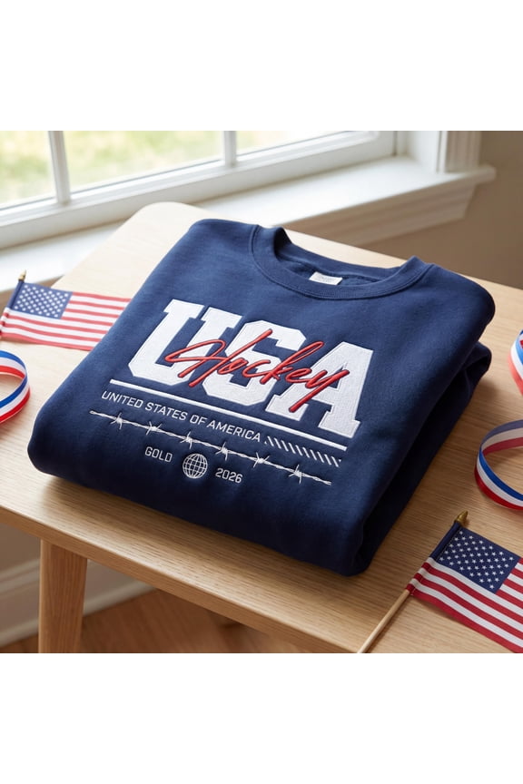 Embroidered USA Hockey Vintage Gold Medal Champions 2026 sweatshirt, Backyard Ice Ponds & Grit,Ice Hockey Lover Unisex Graphic Tee