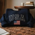 thumbnail image 1 of Embroidered USA Sweatshirt, Womens USA Crewneck Sweatshirt, USA Shirt, America Sweatshirt, 4th of July Sweatshirt, Patriotic Sweatshirt, 1 of 5
