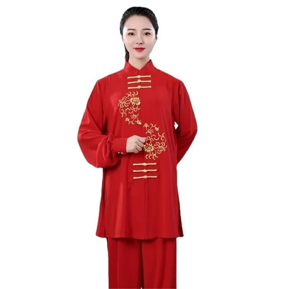 Embroidered Unisex Kung Fu Suit Chinese Martial Arts Uniform With Tai Chi Design Long Sleeve Practice
