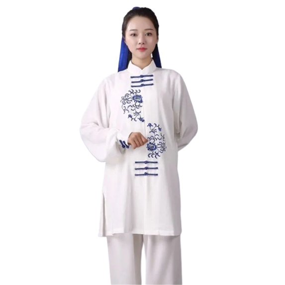 Embroidered Unisex Kung Fu Suit Chinese Martial Arts Uniform With Tai Chi Design Long Sleeve Practice