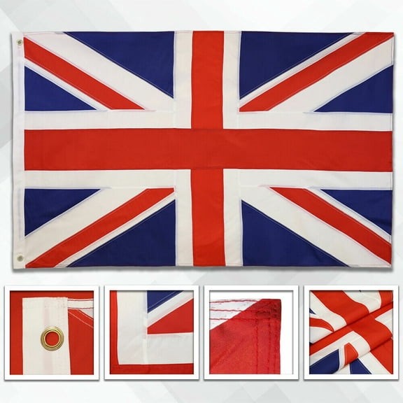 Embroidered United Kingdom Flag 3x5ft Embroidered British Flag UK DOUBLE SIDED