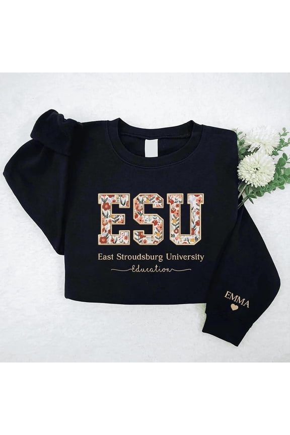 Embroidered University Sweatshirt with Floral Letter, Custom College, Embroidery High School, Unisex Sweatshirt LINHKHA