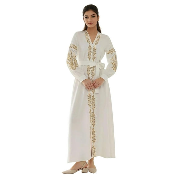 Embroidered V-Neck Maxi Dress