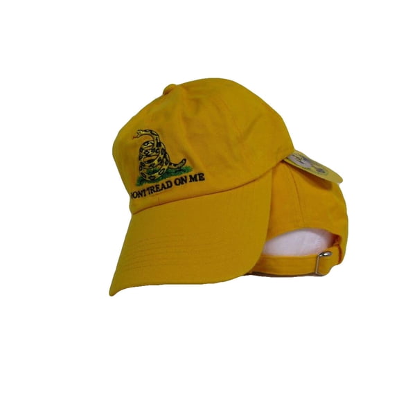 Embroidered WASHED Style Gadsden Dont Tread on Me Tea Party Yellow Hat Cap