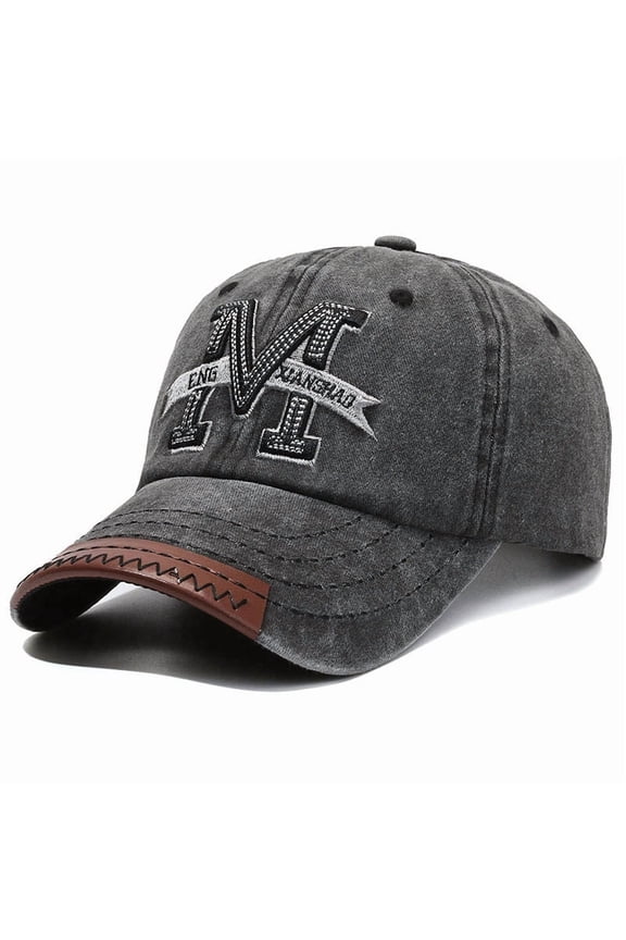 Embroidered Washed Hat Retro Washed Denim Baseball Cap, Unisex Retro European British Style Sun Hat