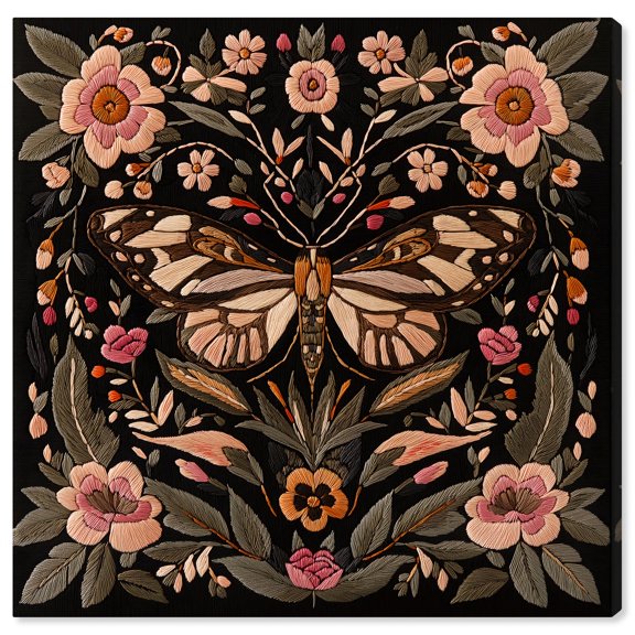 Embroidered Whimsy Canvas Folk Art Prints by Art Remedy, Gallery Wrapped, 40" x 40"