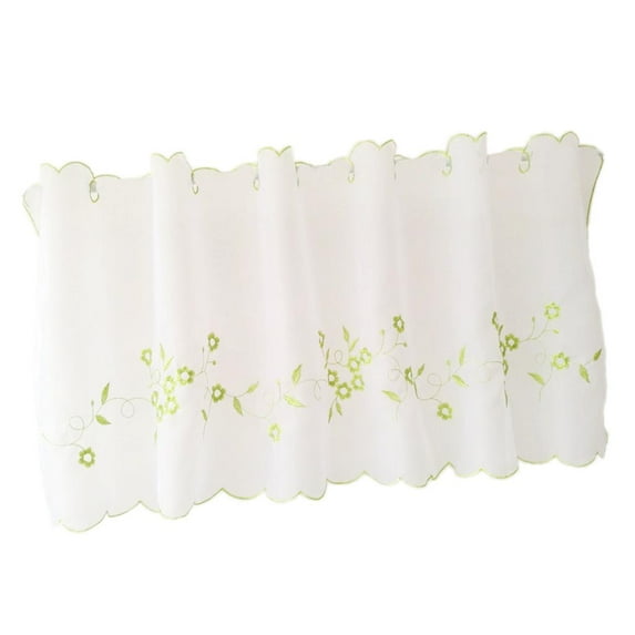 Embroidered Window Tiers Kitchen Cafe Half Curtains Eyelet Valance Decor, 3 Colors And 6 Sizes Available Green 30x120cm