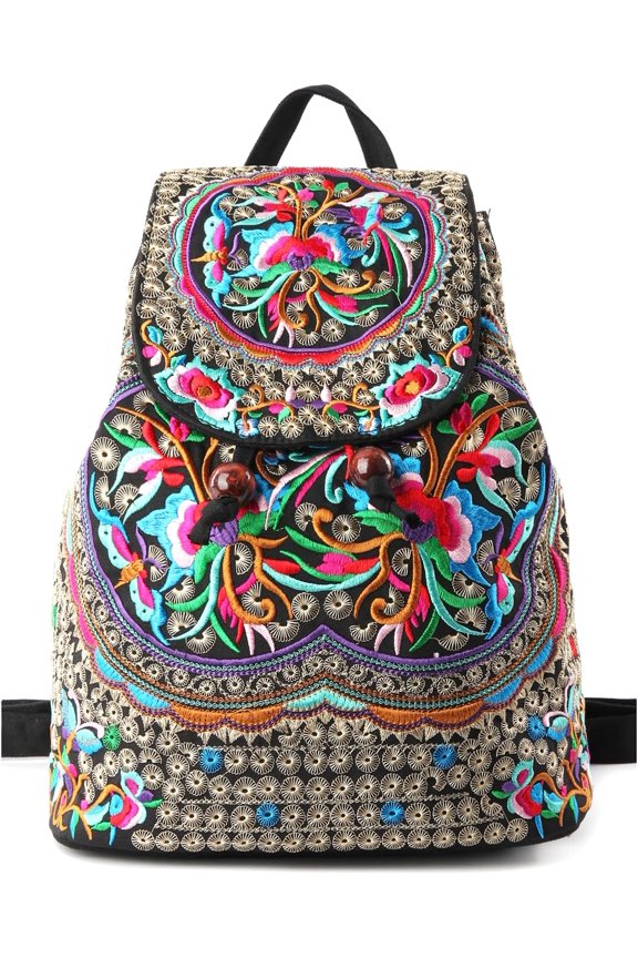 Embroidered Women Backpack Ethnic Travel Handbag  Bag Large Version
