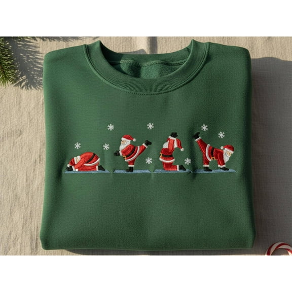 Embroidered Yoga Santa Sweatshirt – Therapy Christmas Crewneck Gift for Yoga Teachers and Holiday Lovers