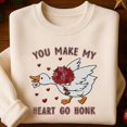 thumbnail image 1 of Embroidered You Make My Heart Go Honk Goose Sweatshirt, Funny Valentine's Day T-Shirt, Cute Goose Lover Shirt, Couple Gifts For Her, 1 of 4