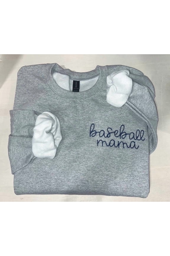 Embroidered baseball mama sweater, Baseball stitch crewneck, Fall weather sports pullover